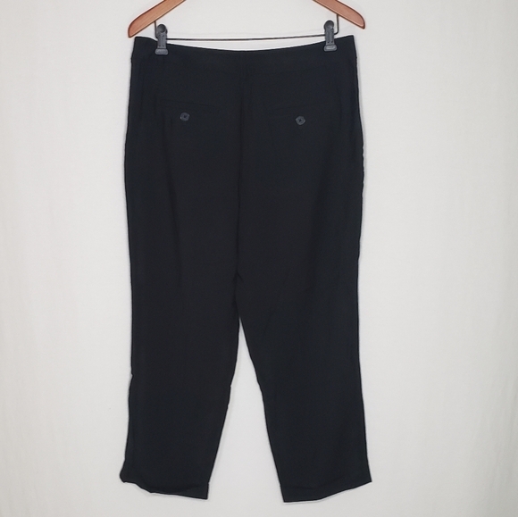 Loft Outlet Black Cuffed Trousers Size 10 Petite Tapered Leg Pants - Picture 5 of 5